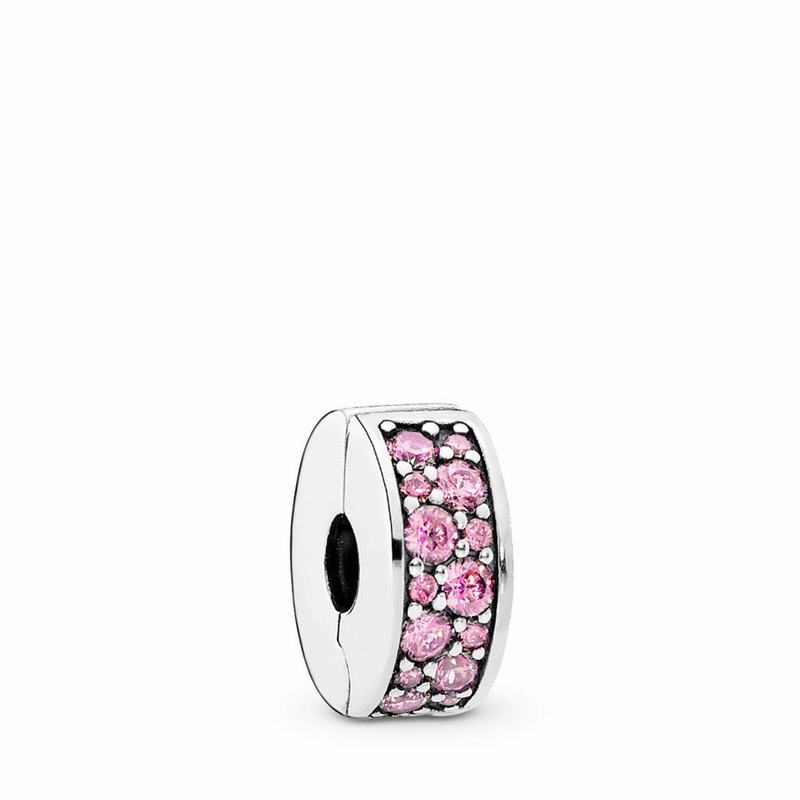 Pandora Shining Elegance Clip Charm - Sterling Silver/Silicone/Pink/Cubic Zirconia - Canada | DO2684